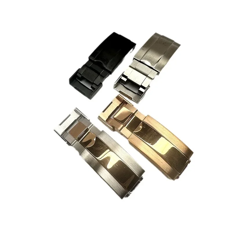 ل رولكس الغواصة أويسترفلكس دايتونا GMT حزام (استيك) ساعة حزام نشر المشبك 9 مللي متر 16 مللي متر الفولاذ المقاوم للصدأ للطي مشبك الإنزلاق قفل
