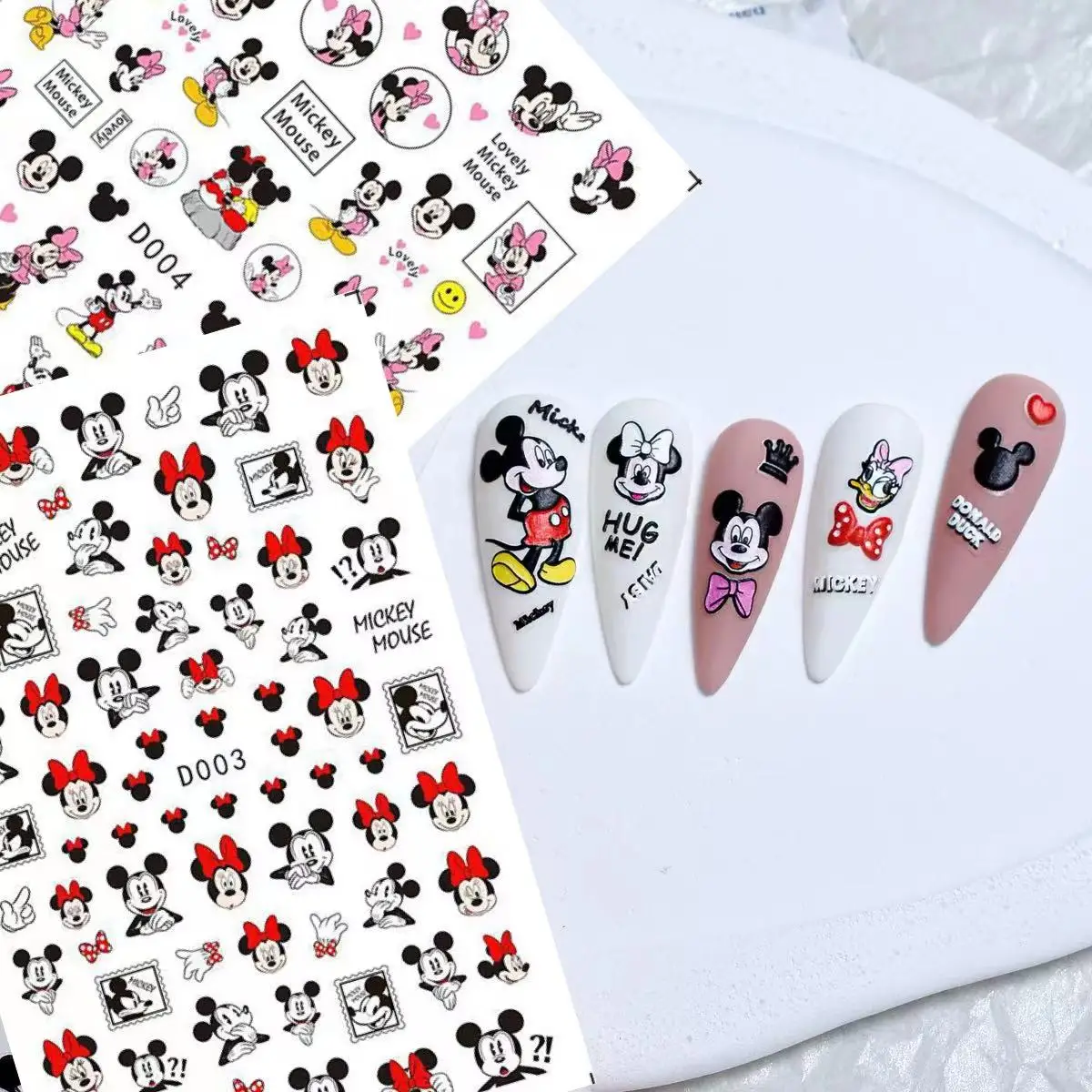 Animación 3D de Disney, conjunto de Mickey Mouse, pegatinas para decoración de uñas, animación de dibujos animados, decoraciones para decoración de