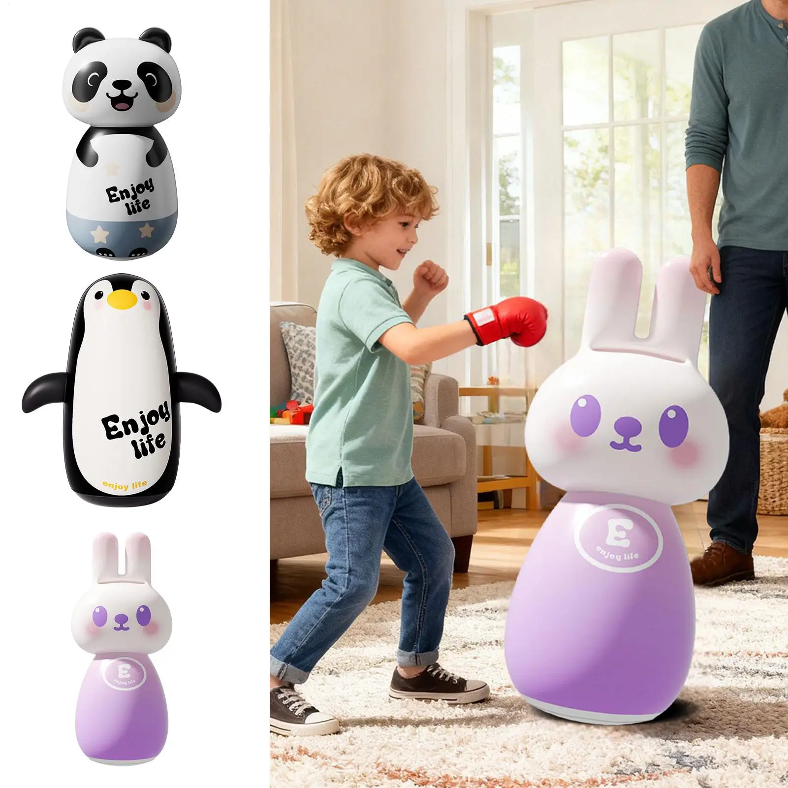 

Надувная боксерская груша 25,5 дюймов, оборудование в форме животного, стоячая боксерская груша для игры в тренажерном зале, кипящая каратэ, игры в помещении