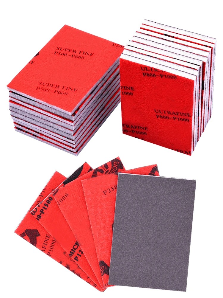 Papel de lija de espuma suave, 18 piezas, modelo de Metal, bloque de pulido de muebles, almohadillas portátiles ligeras de madera, esponja de lijado ultrafina