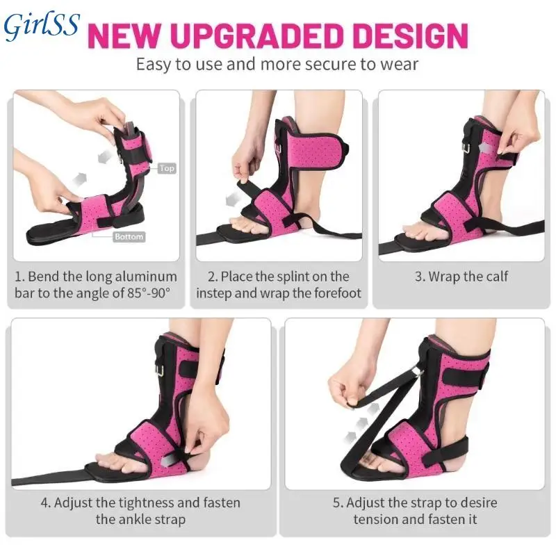 

Universal Size Foot Drop Night Splint with Adjustable Angles Double Fixation Support Breathable Material Comfort T4MB