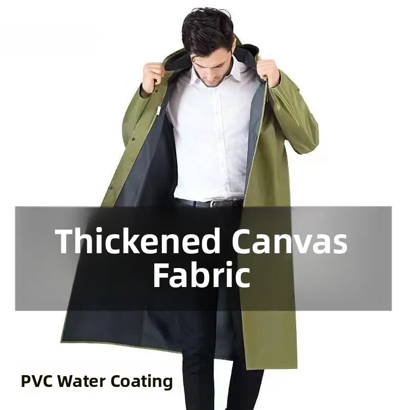 

Men's Long Thick Canvas Raincoat Full Body Waterproof Outdoor Wear Resistant One-Piece Suit for Adults Rainproof Clothing