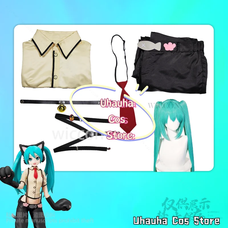 FURRY Project Sekai encantador gato Neko Mikuuu disfraz Kawaii lindo tirantes gargantilla Lolita peluca Jirai Kei chica Halloween personalizado