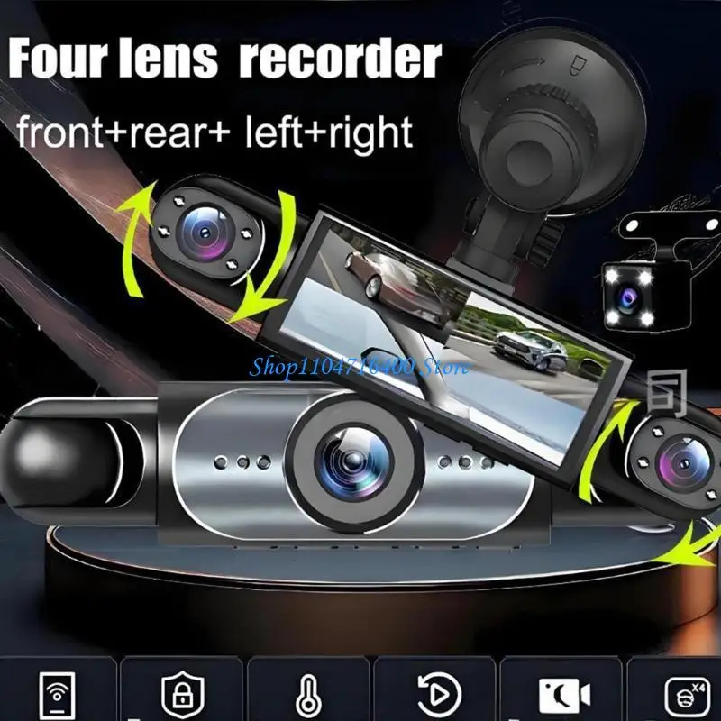 y1gd 360 Car Surveillances Camera 1080P 4 Lens Recording View Auto Accident Detection For Commercial Use