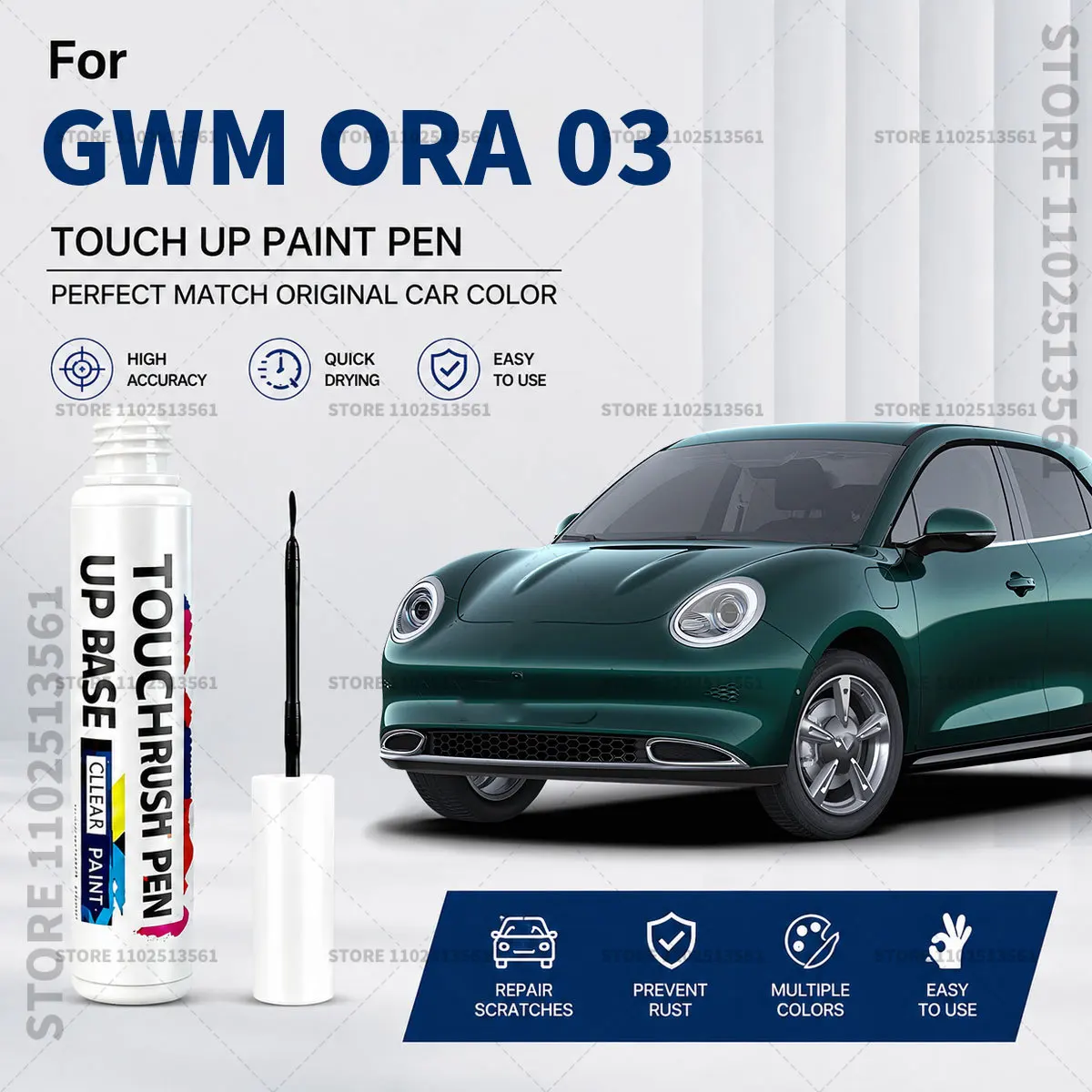 Für GWM ORA 03 Weiß-Blauer Autolack-Reparaturstift Kratzer-Reparatur-Entferner Autokarosserie-Reparaturmarker Wasserdichtes Autolack-Reparaturwerkzeug