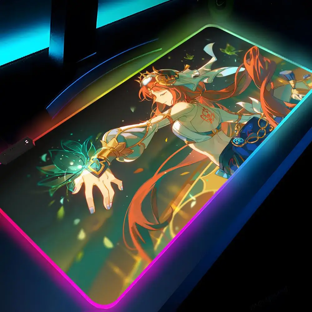 Nilou-Tapis de souris Genshin Impact Animal Gaming LED, 700x300, Polymère, Tapis de table, PC, Bureau, Polymère RVB, Polymère de clavier, média