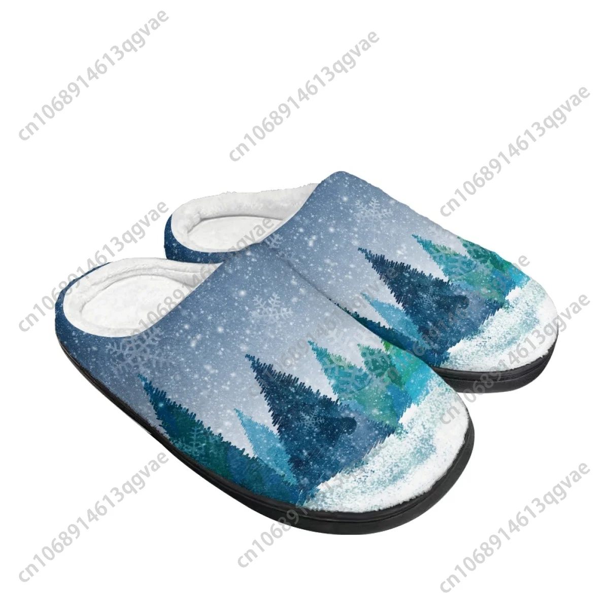 2025 New Arrival Christmas Snow Scene Series Home Cotton Slippers Mens Womens Teenager Plush Bedroom Keep Warm Custom Slipper