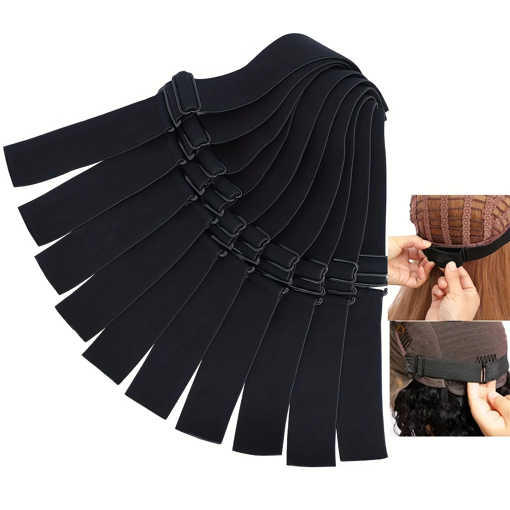 12/10/5/3/2/1 pcs Black Adjustable Elastic Band For Wigs Adjustable Straps For Wigs Making Tools for Making Wig Cap Accessories