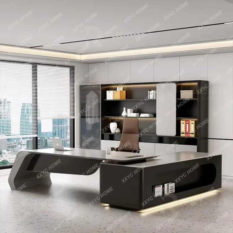 XXLuxury Executive Desk Modern Office Manager Table Single Boss Desk with Drawers