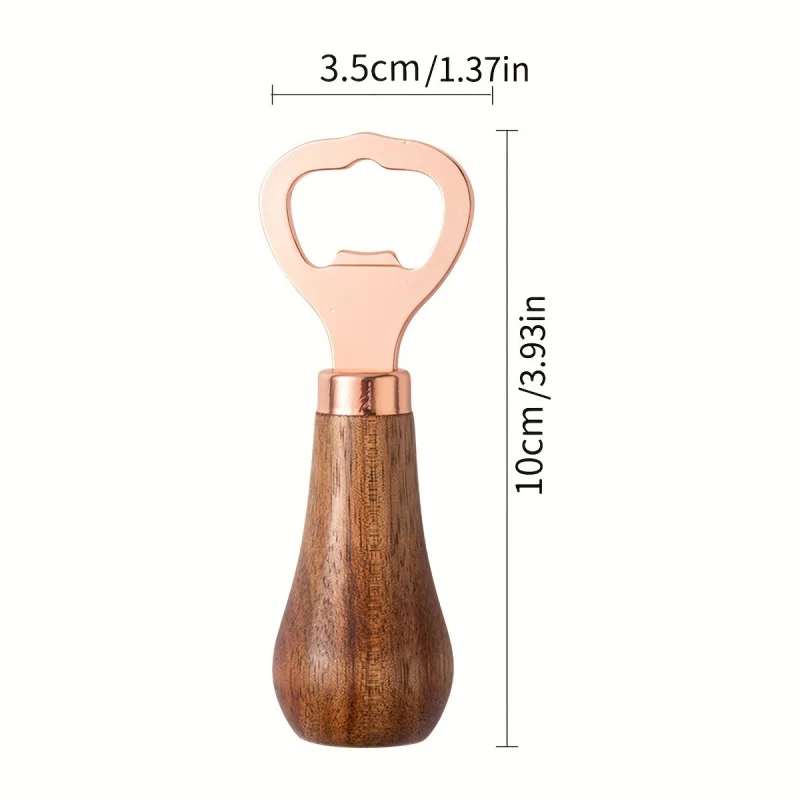 1pc Original Wood Color Sandwood Beer Opener, Home Solid Wood Handle, Rose Gold Creative Vertical Bottle Opener