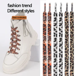 Classic Leopard Print Flat Shoelaces – 1 Pair for Men & Women – Universal Fit for Sneakers, Boots & Outdoor Shoes
