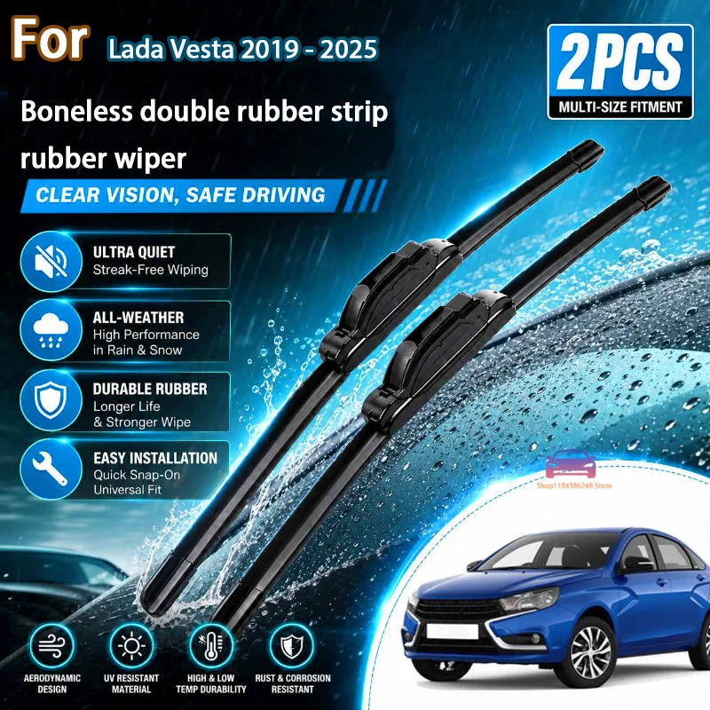 

Front Wiper Blades For Lada Vesta 2019 - 2025 Windshield Windscreen Clean Window Car Rain Brushes 24"+18" Modification Parts