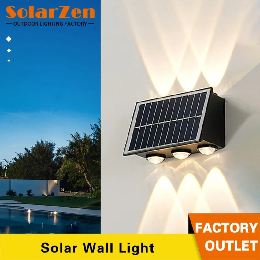 

Outdoor LED Solar Wall Light Waterproof Courtyard Light High Brightness Up and Down Luminous Lighting Garden Decorative Light