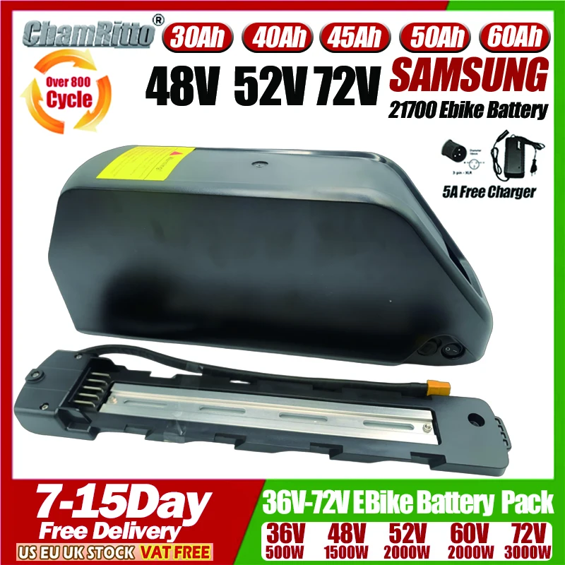 

Electric bicycle 72V 3000w kit 36v 52v 750w ebike 48v cham-rider 25ah 30 40ah 50ah 60ah 1000w Lithium Batterie 60V2000W Batterie