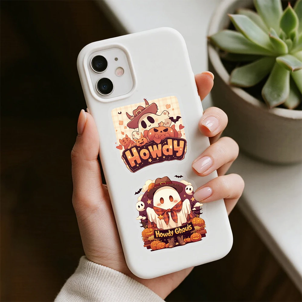 10/30/50pcs Transparent Cute Halloween Ghost Cartoon Stickers Funny Pumpkin Decals DIY Motorcycle Phone Guitar Kids Sticker Toys