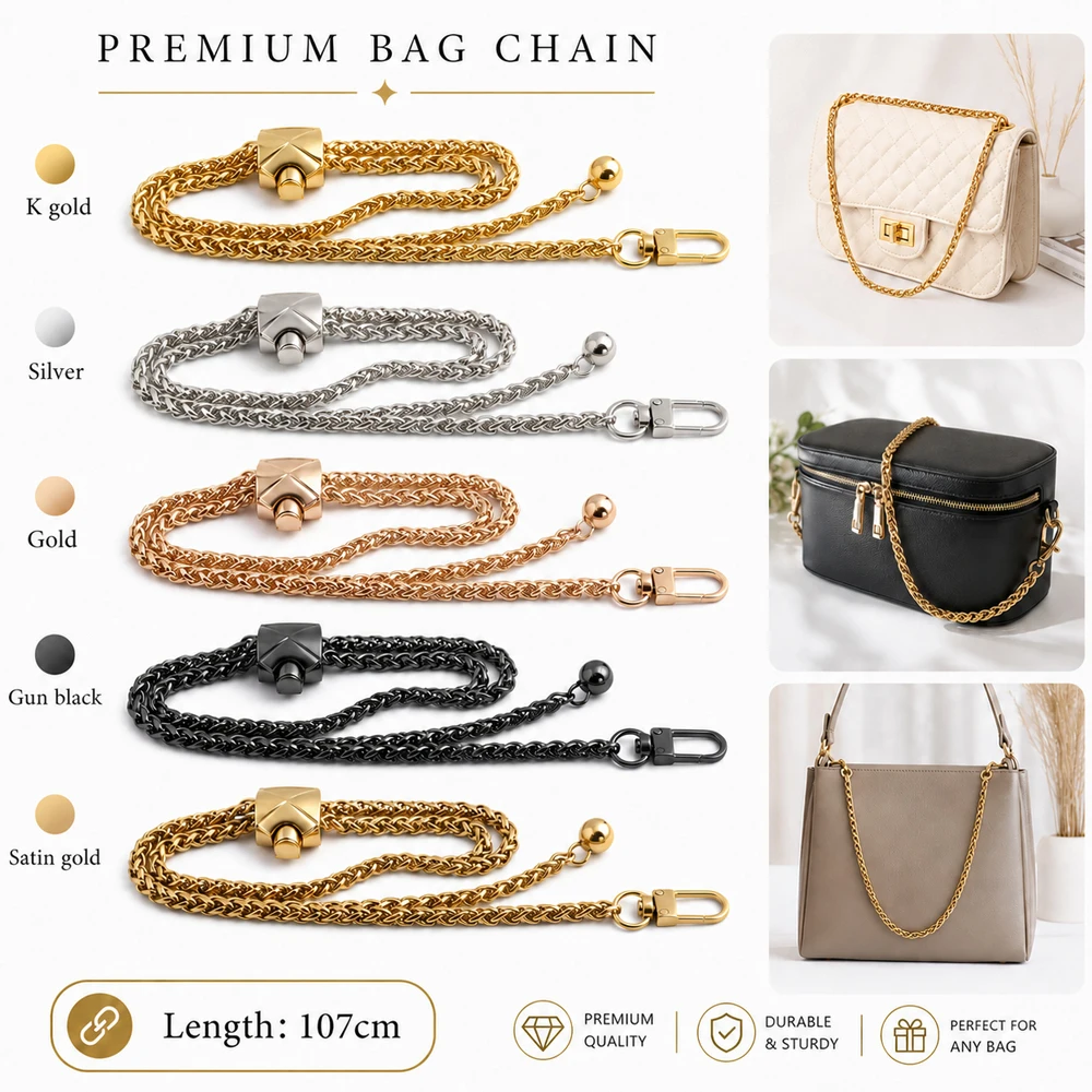 2/4/10PCS 6mm 107cm Balls Chain DIY Bag Chain Metal Adjustable Length For Shoulder Strap Crossbody Handbag High-end Accessories