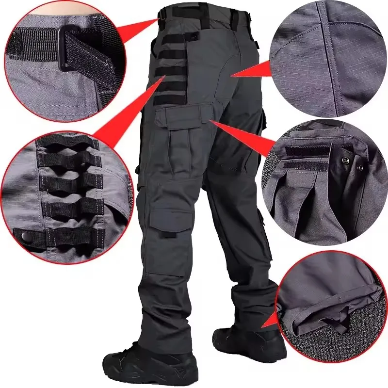 Pantalones tácticos hombre secado rápido cargo ripstop con bolsillos - imagen 5