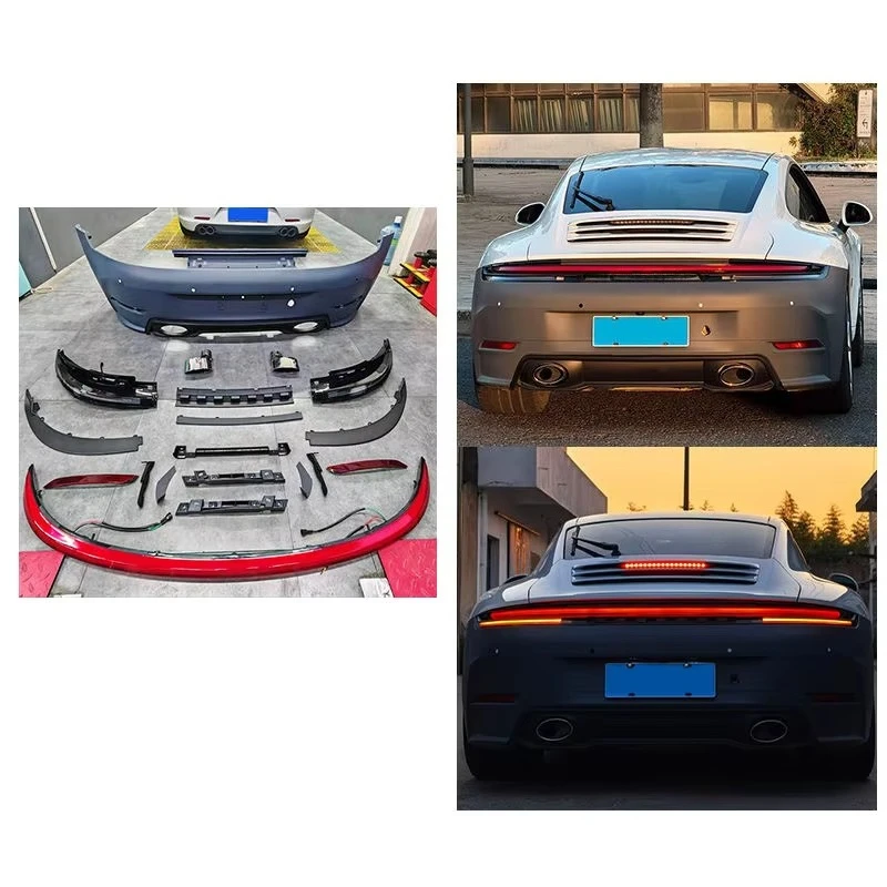 992 Style Rear Bumper Taillight Body Kit for  911 991 2012-2018 Brake Turn Signal Mudguard Upgrade Parts