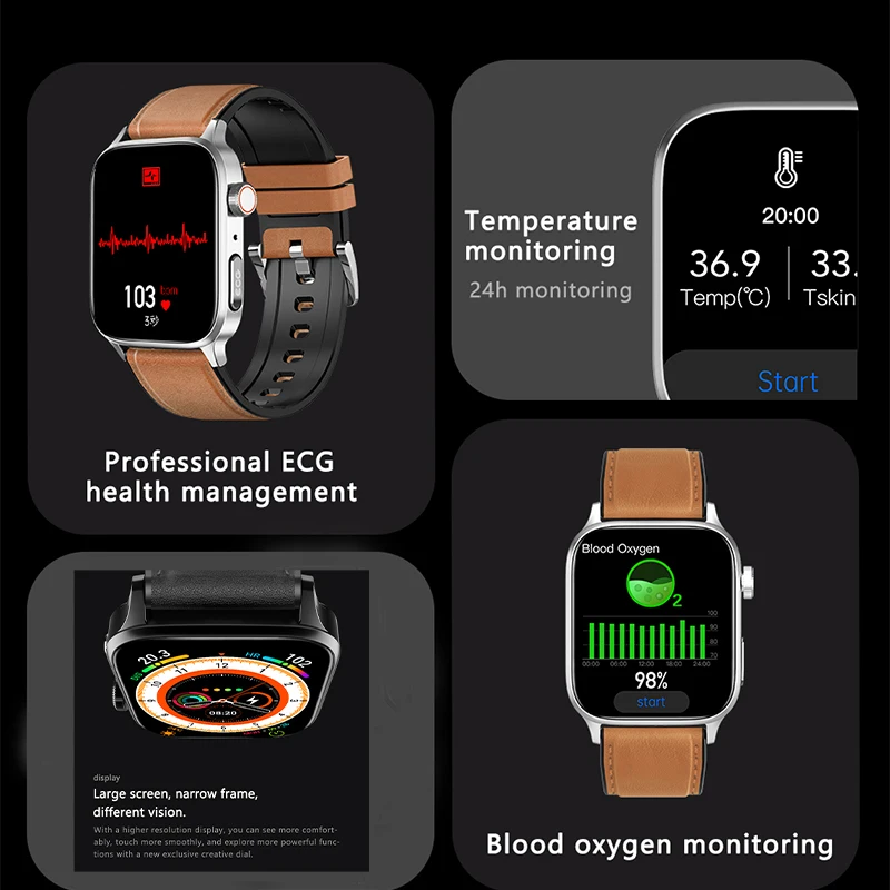 2026 Health SmartWatch ECG+PPG Heart Rate Blood Oxygen Blood Pressure Monitoring NFC Bluetooth Call Motion Trajectory Smartwatch
