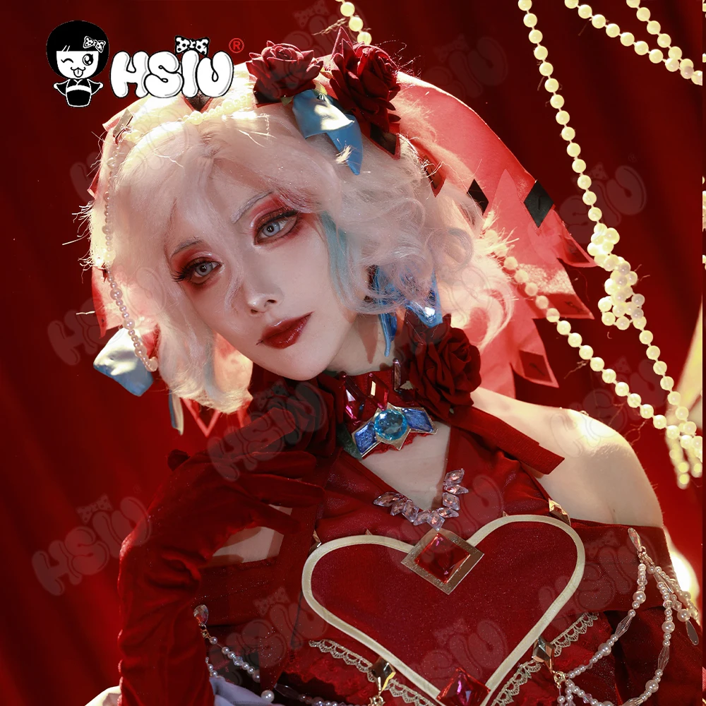 

Bloody Queen Cosplay Wig HSIU 35CM Pink gold mixed with blue Short hair Synthetic Wig Identity V Specimen Gallery cosplay Wig