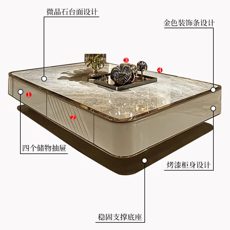 

Large apartment tea table rectangular 2025 new high-end villa large coffee table