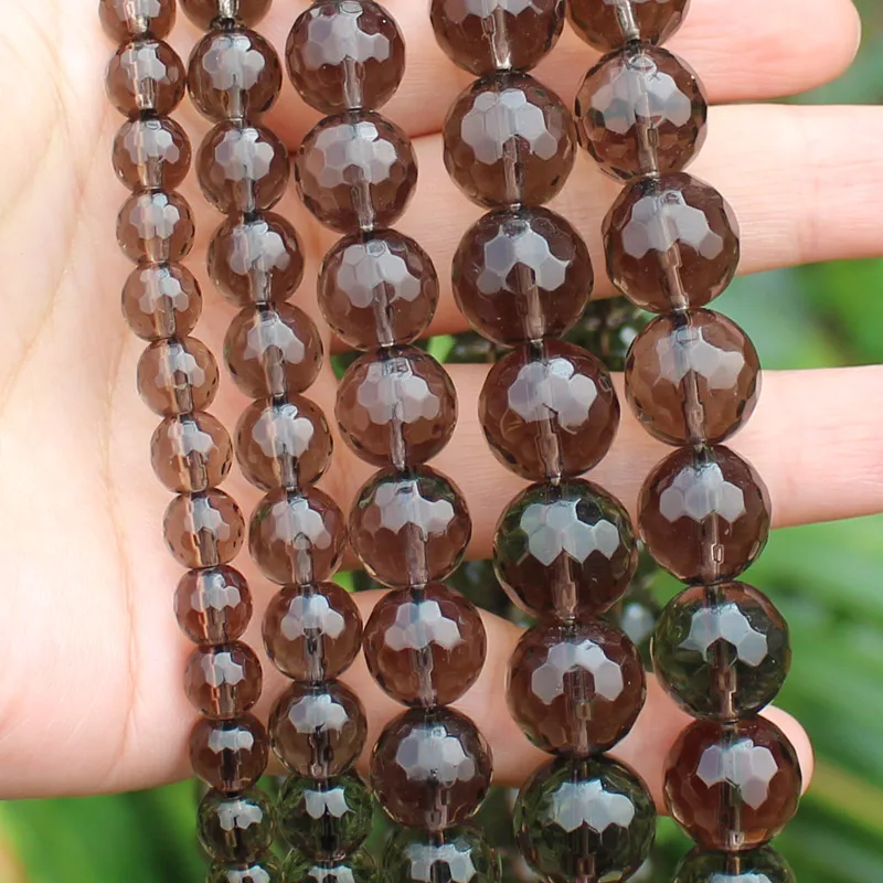 mini.order is $7! Wholesale is 35 pcs.12mm Faceted Smoky Brown Quartz Round DIY Loose Beads 15