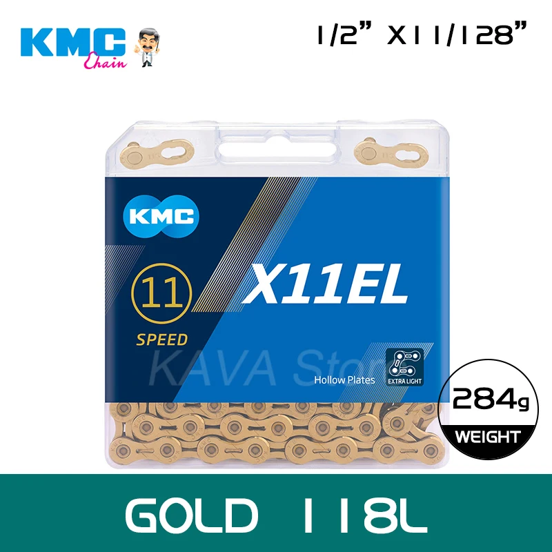 Original KMC MTB/Road Bike Chain EL/SL Series Hollow Ultra Light Chain 9SL/10EL/11EL/11SL Silver/Gold 9/10/11S Bik Chain