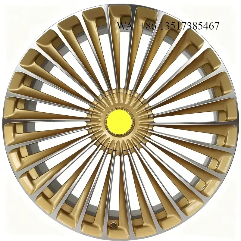 Custom 15 16 17 18 19 20 21 22 24 Inch Forged Passenger Car Wheel Alloy Rim 4X100 5X120 5x114.3 5x112 mm PCD Gold Spoke Car