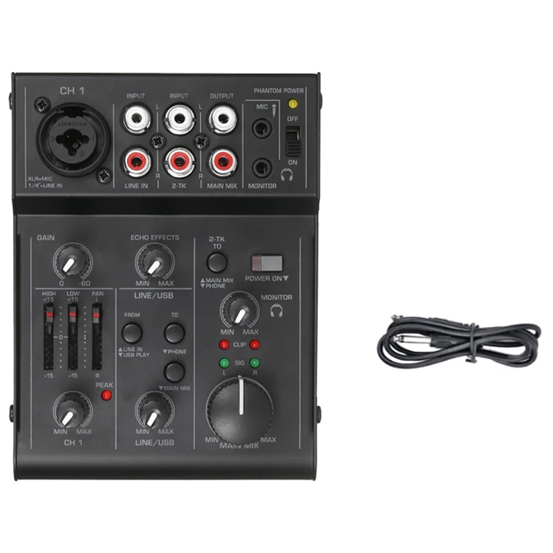 Audio Mixer Sound Mixing Console USB Audio Interface Built-In Effect Mini Professional Mixer Sound Card