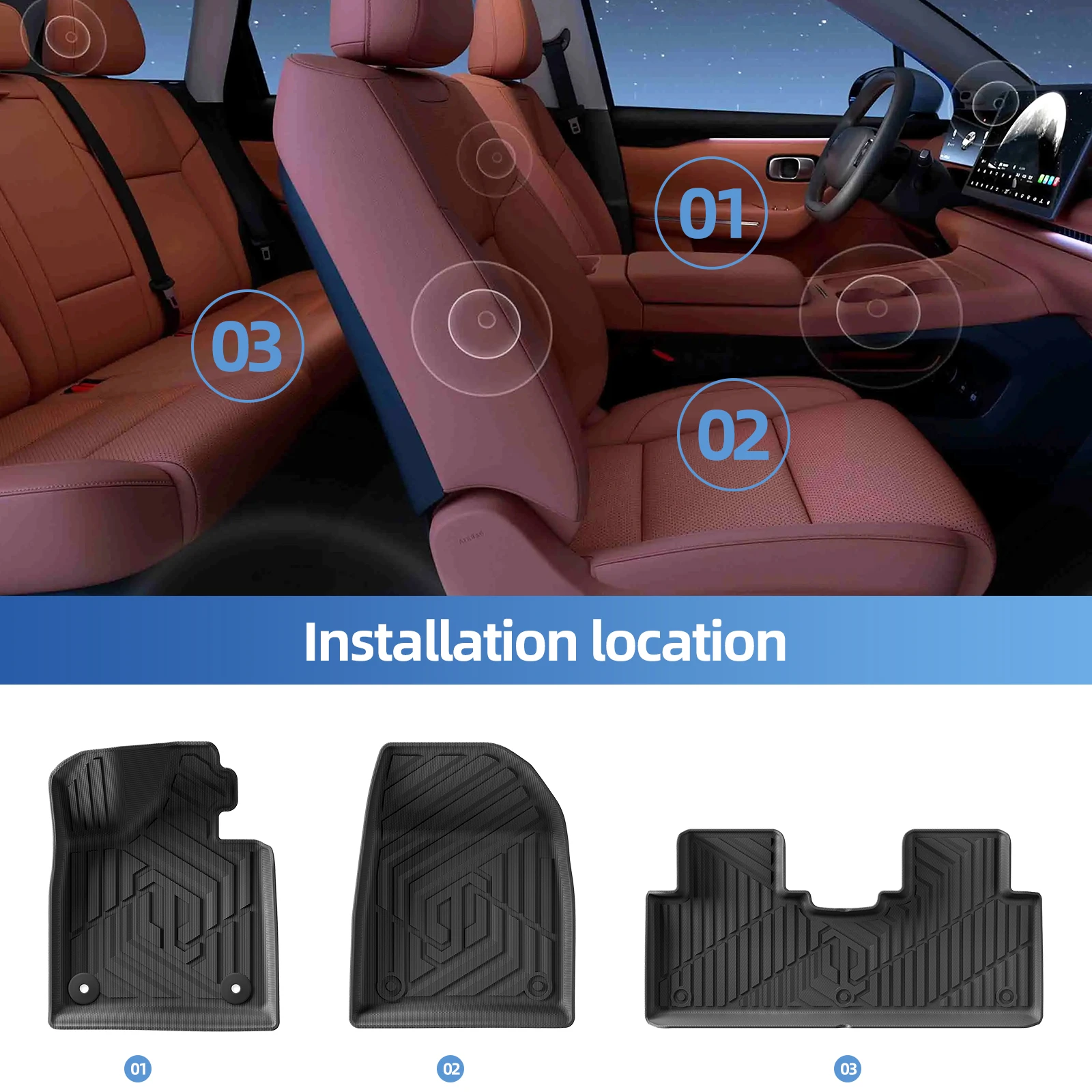 for Leapmotor C10 2024-2026 TPE 3D Car Floor Mats Cargo Liner Trunk Pad Waterproof All Weather Auto Accessories Black