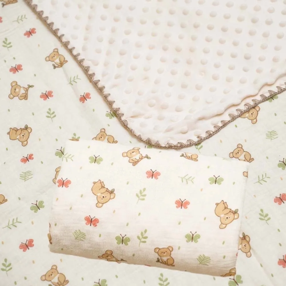 

Дышащее детское одеяло-плед с принтом медведя и коалы, мягкое, для сна, для спальни