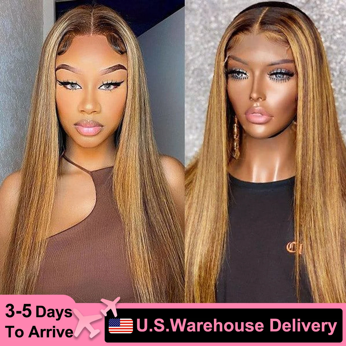 

JOPEAR 30 Inch 13x6 Straight Highlight Lace Front Human Hair 13x4 Lace Frontal Wigs 4/27 Ombre Honey Blonde Color Wig For Women