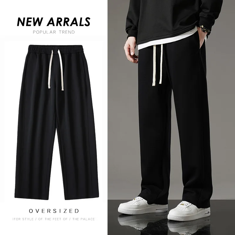 

Новые мужские модные и универсальные прямые брюки на весну и осень, повседневные и свободные спортивные брюки для молодых студентов