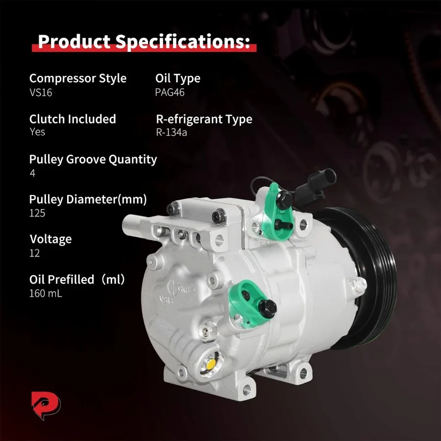 Компрессор A C с муфтой, совместимый с Elantra 20072012 L4 2.0L для быстрого охлаждения. Низкий уровень шума и простота.