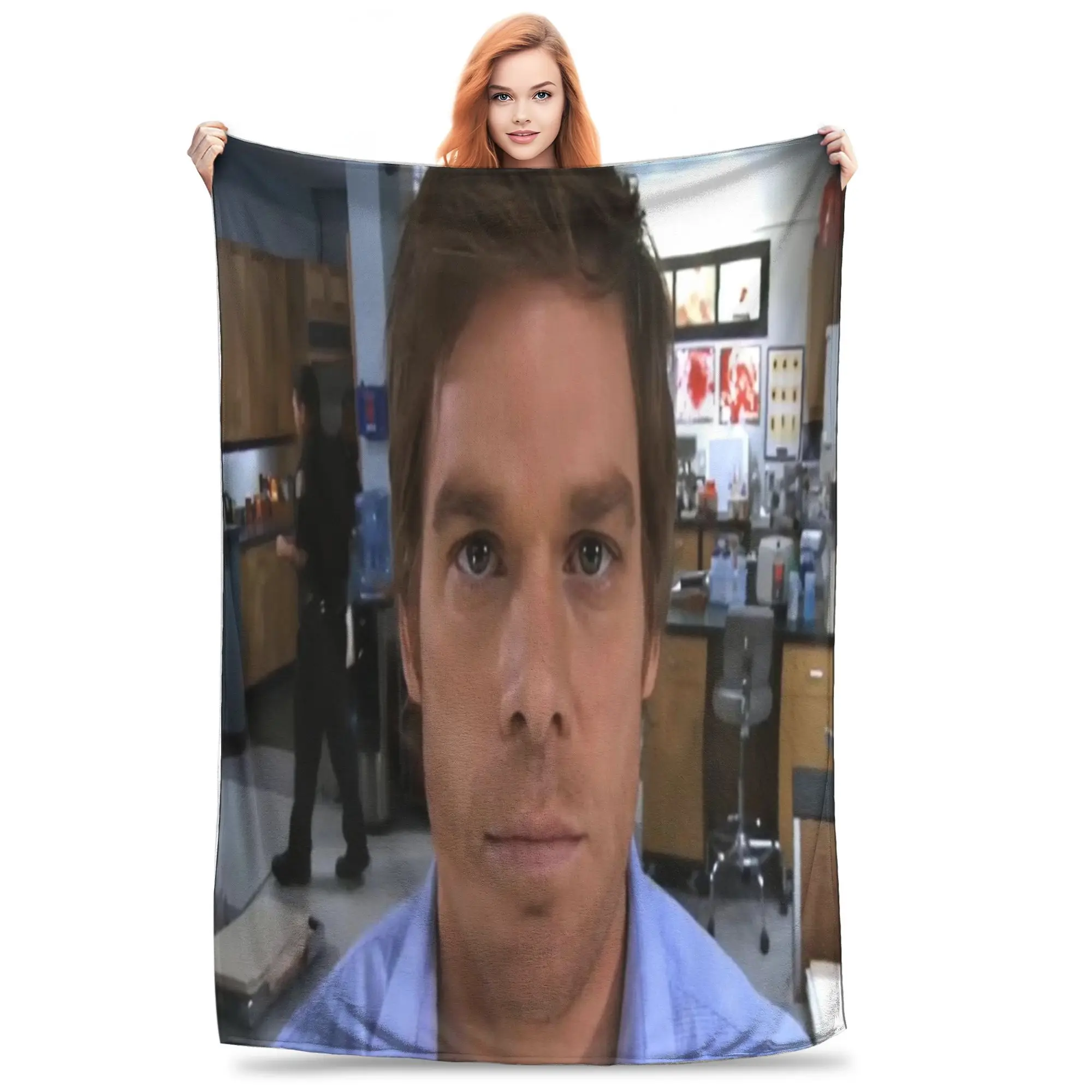 Hello Dexter Morgan stare  Blanket Multiple Sizes Soft Fuzzy Plush  Throw Blankets for Couch Sofa and Bed