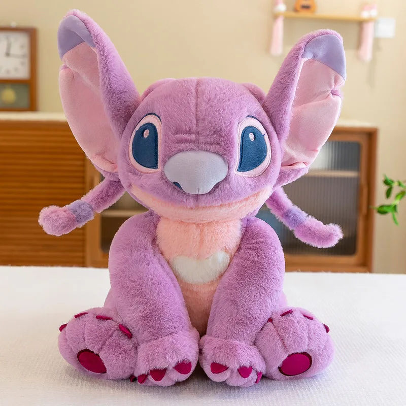 Disney-muñeco de peluche grande de Lilo & stitch, muñeco de felpa de Ángel de 30/45/60/80cm, regalo de cumpleaños para niña