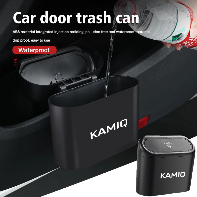 Car Door Hanging Trash Can Storage Box Auto Accessories For Skoda Kamiq MK3 Kodiaq Karoq VRS Octavia 2 3 Fabia Superb