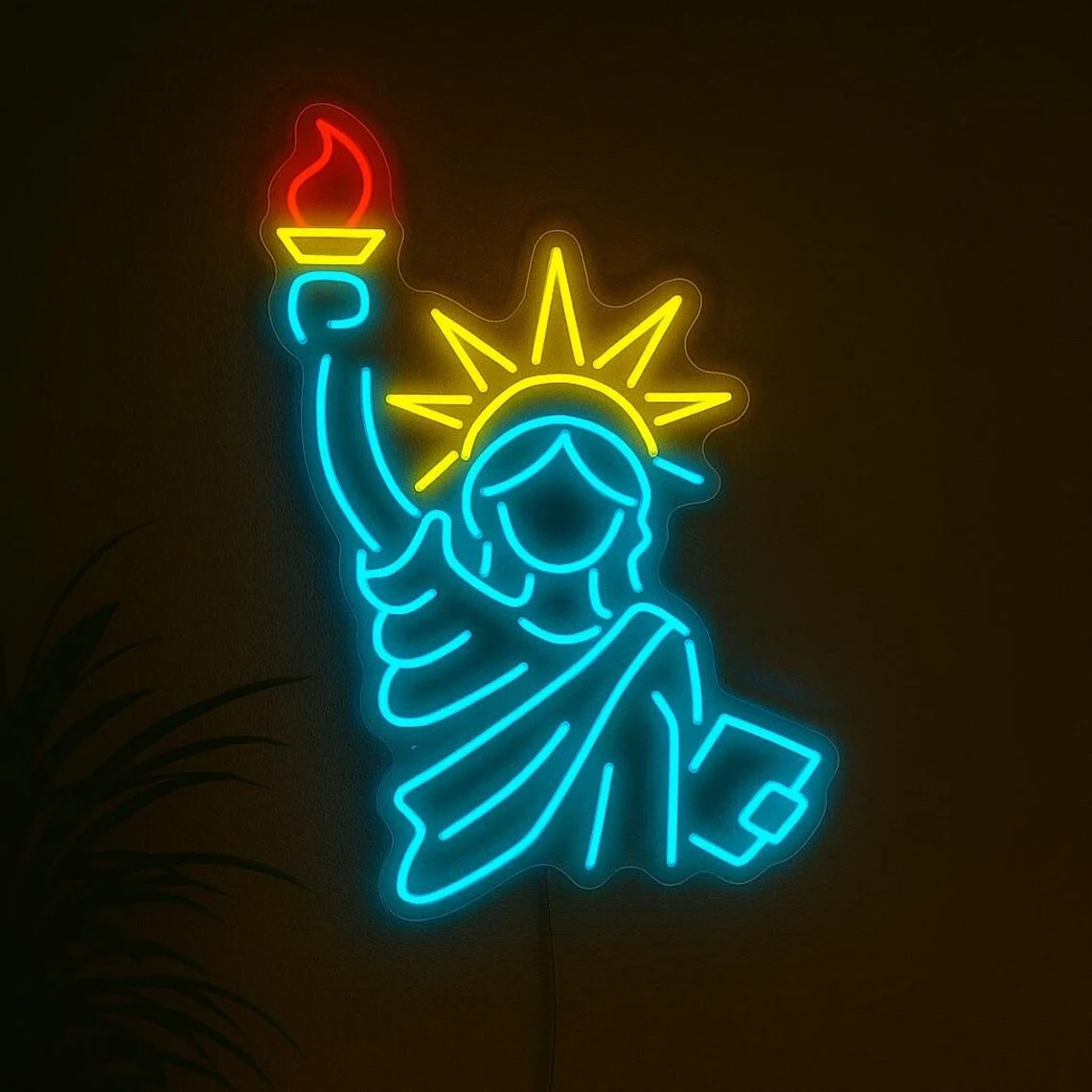 

Статуя Свободы Неоновая вывеска Ручной работы Светодиодный настенный светильник Патриотический настенный светильник для дома или бара