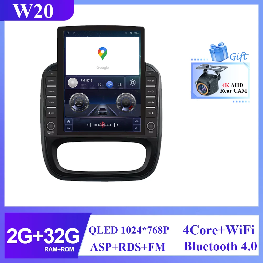 9.7 inch Auto Android Voor Renault Trafic 3 14-21 Voor Opel Vivaro B2 din Carplay GPS Navigatie intelligente Systeem Touchscreen