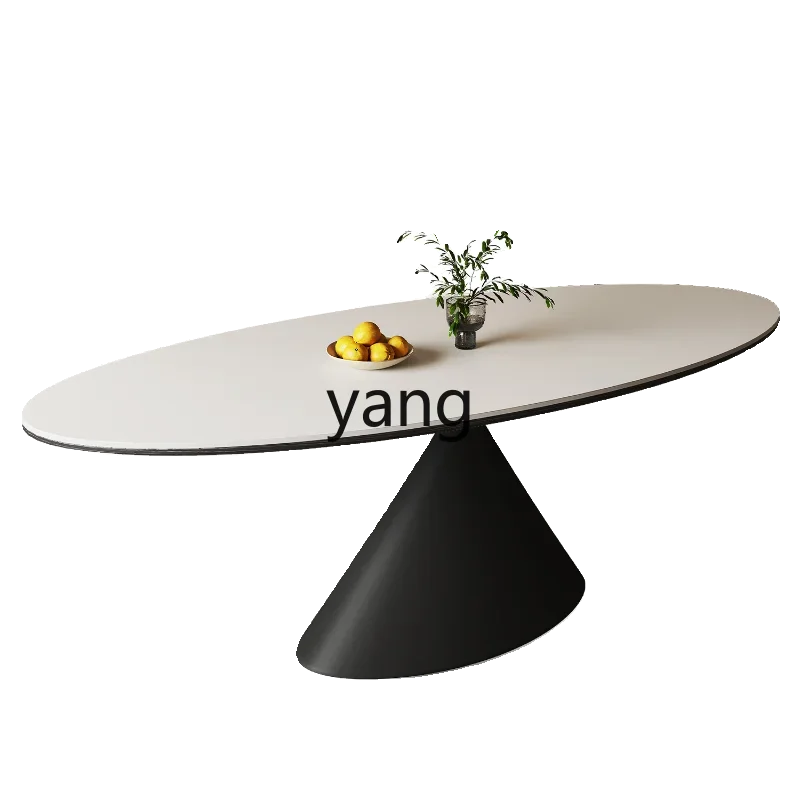 LH  high-end rock slab dining table and chair group minimalist modern oval simple dining table