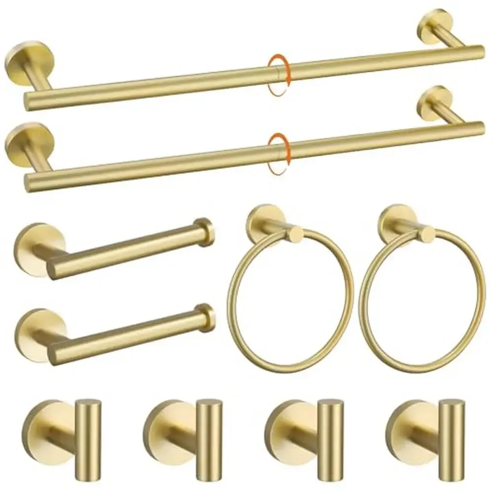 

Bathroom Accessories Set Stainless Steel Towel Bar Rack 10-Piece Wall Mounted Kit