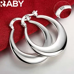 Factory direct 925 Sterling Silver Earrings 3cm Fashion round big hoop for Women Beautiful Crescent Gift Engagement Jewelry