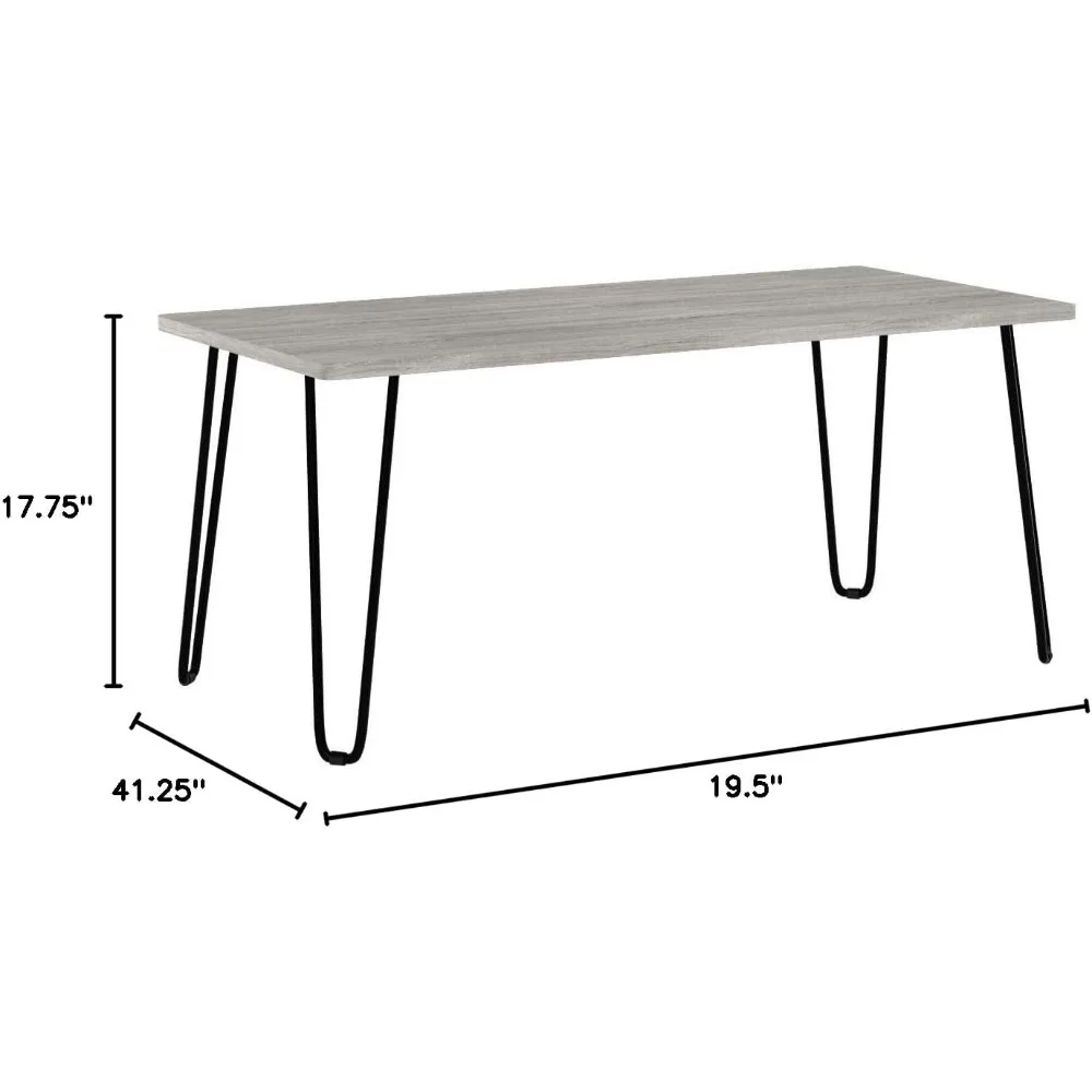 Table basse avec pieds en épingle à cheveux, style industriel moderne, décoration d'intérieur, aspect grain de calcul, meubles de salon en acier