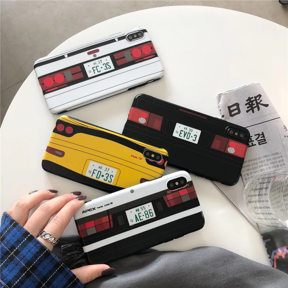 Japan Classic Anime Initial D Car taillight Case For iPhone 14 13 12 11 Pro XR XS Max 8plus JDM AE86 RX-7 EVO Soft Silicon Cover