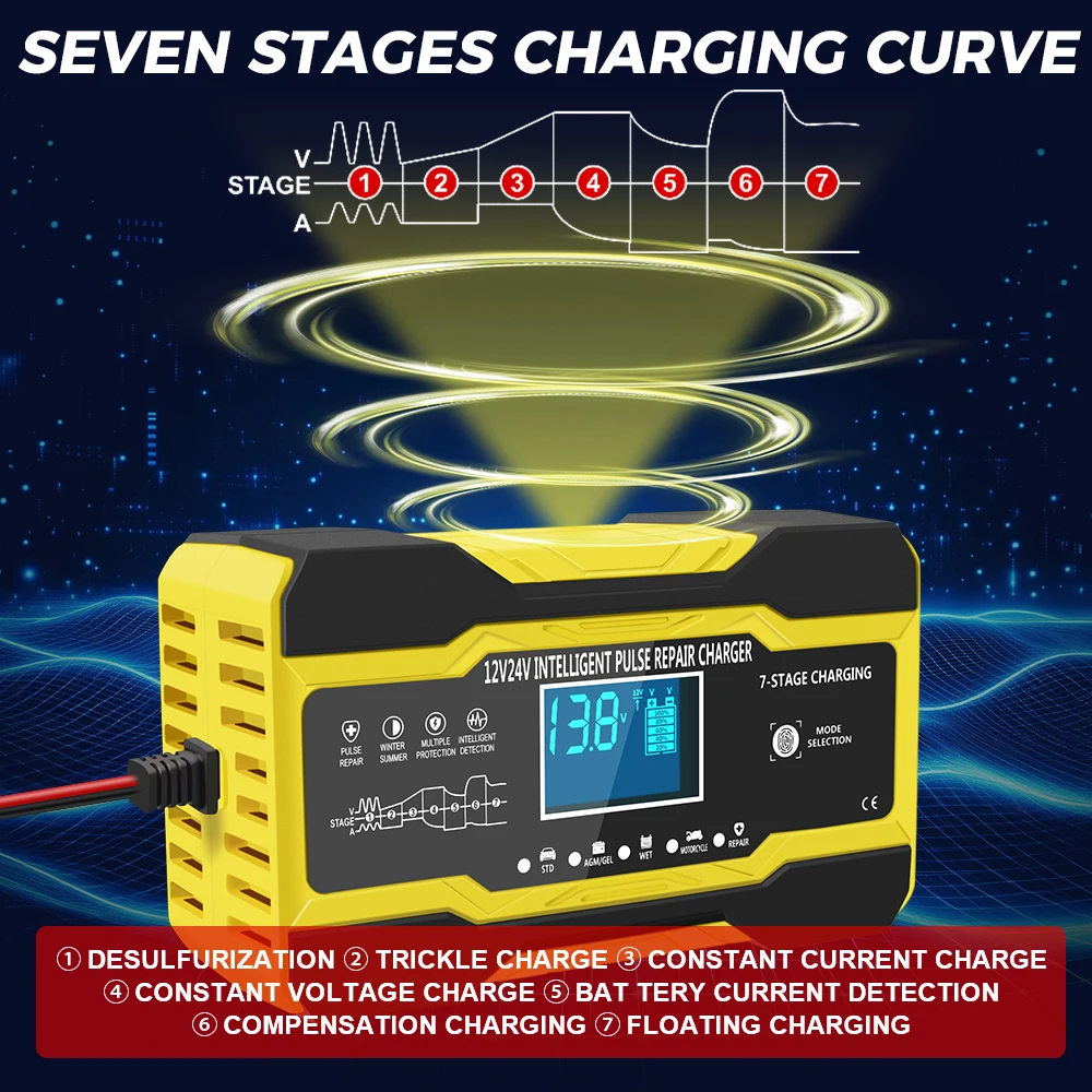 Зарядные устройства для аккумуляторов 180 Вт, 5 А, 24 В/10 А, 12 В, цифровые автомобильные зарядные устройства, свинцово-кислотные аккумуляторы, интеллектуальный импульсный ремонт