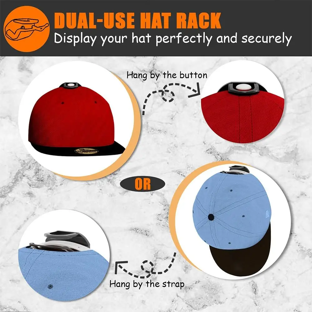 1/4Pcs Space Saving Adhesive Hat Hooks for Wall No Drilling Plastic Removable Hat Rack Baseball Caps Organizer Wall Mounted