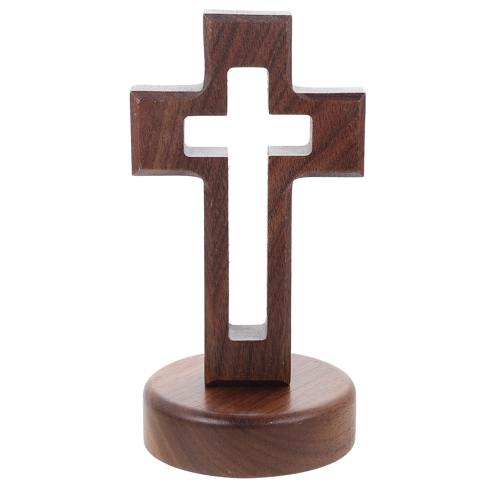 

Wooden Cross nament 3D Magnetic Desktop Decor Compact Light Round Edges Smooth Religious Gift Catholic Christian Family Friends