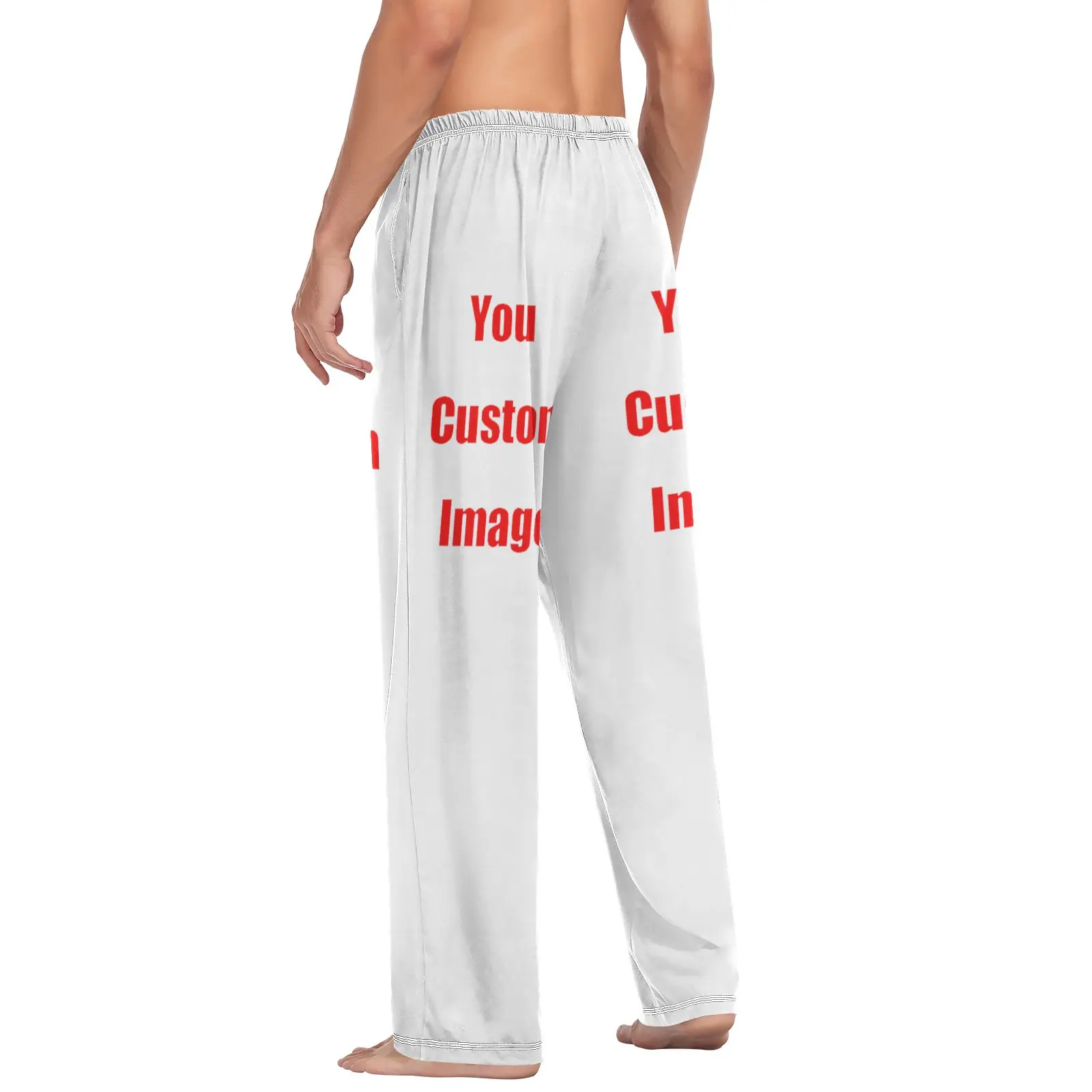 Loose Men\'s Pajama Pants Man Custom Image Design Home Sleepwear Spring Autumn Trousers For Men Pijama Elastic Long Pants pyjama