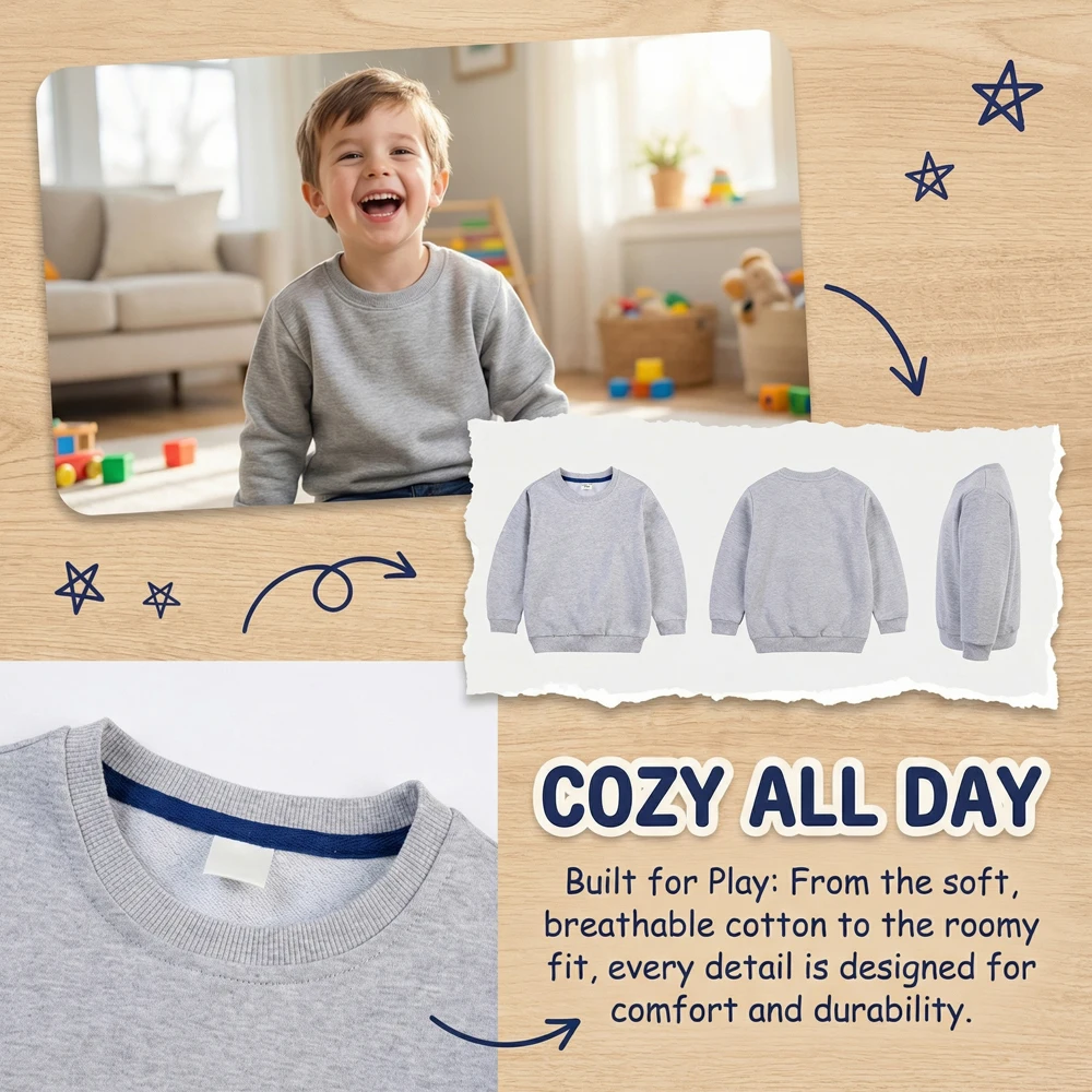Kinder-Sweatshirt zum Selbergestalten, personalisierte Kapuzenpullover, Kinder-Pullover, Oberteile mit Foto, Namen, Logo oder Text, Sweatshirts für Jungen und Mädchen. – Detail 7