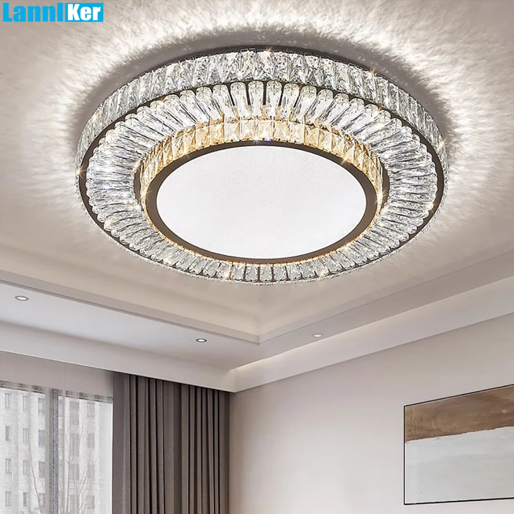 Modern Led Crystal Ceiling Lamp Remote Control Led Ceiling Light Luxury Home Decoration Ceiling Lighting Living Room Dining Room